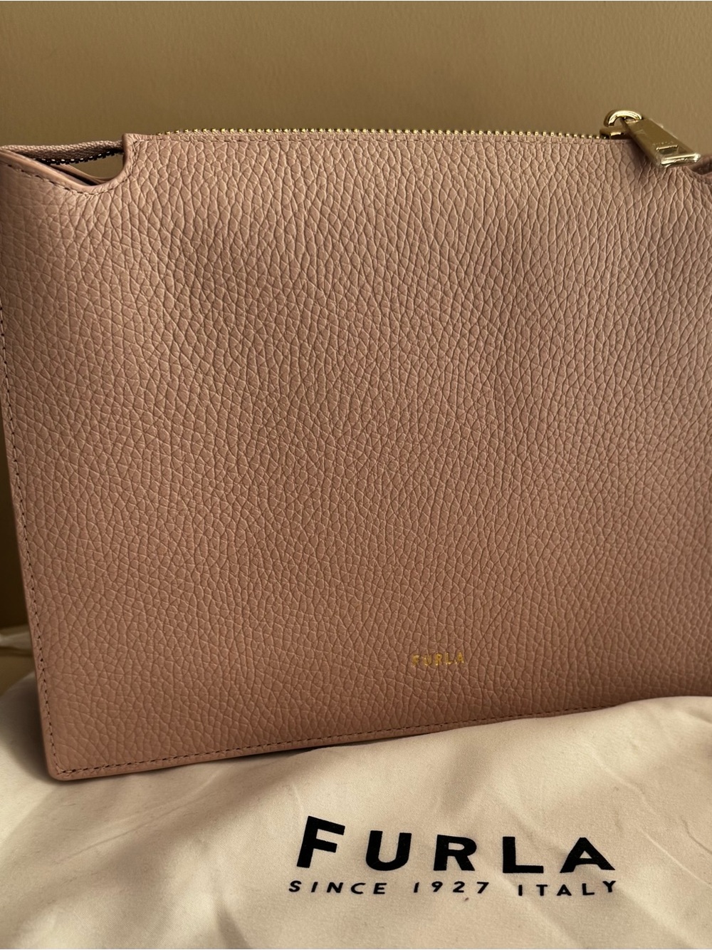 Furla Pebbled Leather Crossbody in Blush Pink